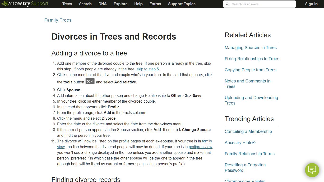 Divorces in Trees and Records - Ancestry.com