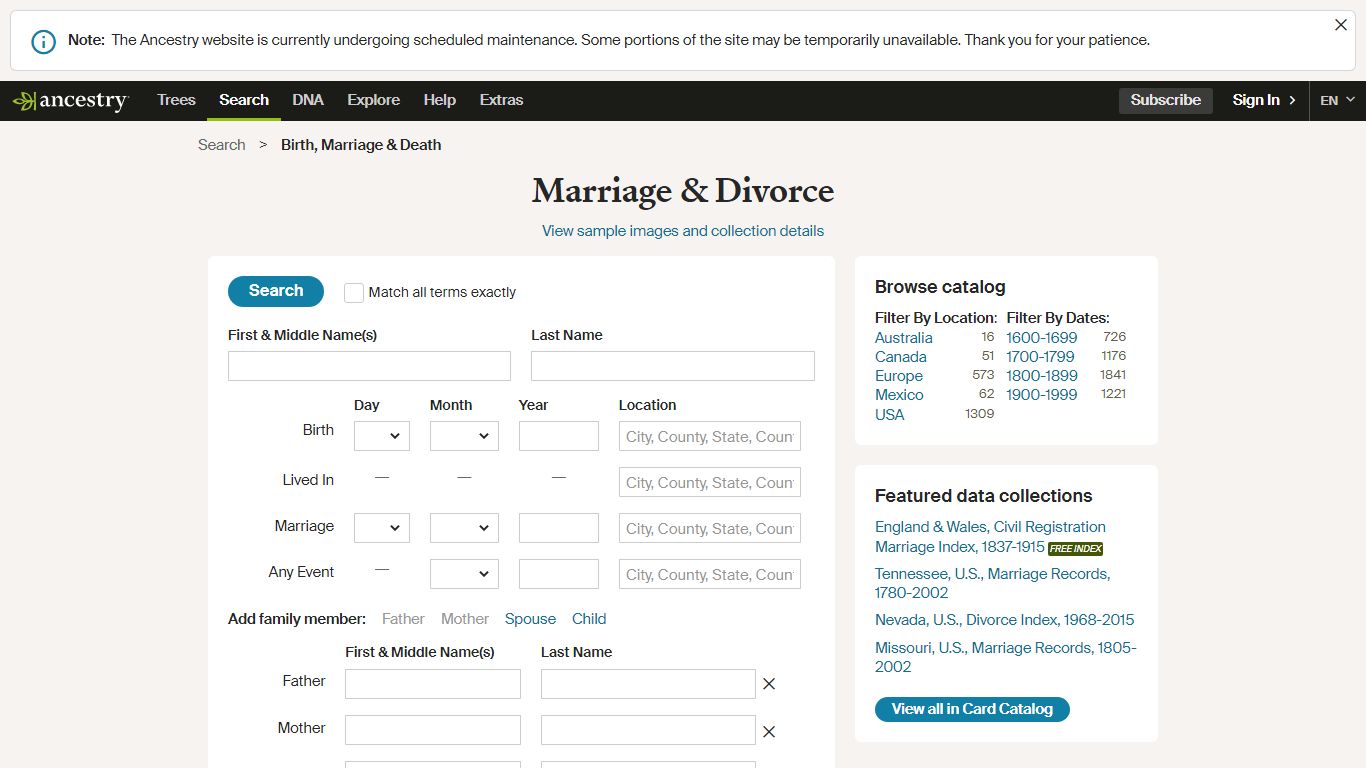 Marriage & Divorce - Ancestry.com