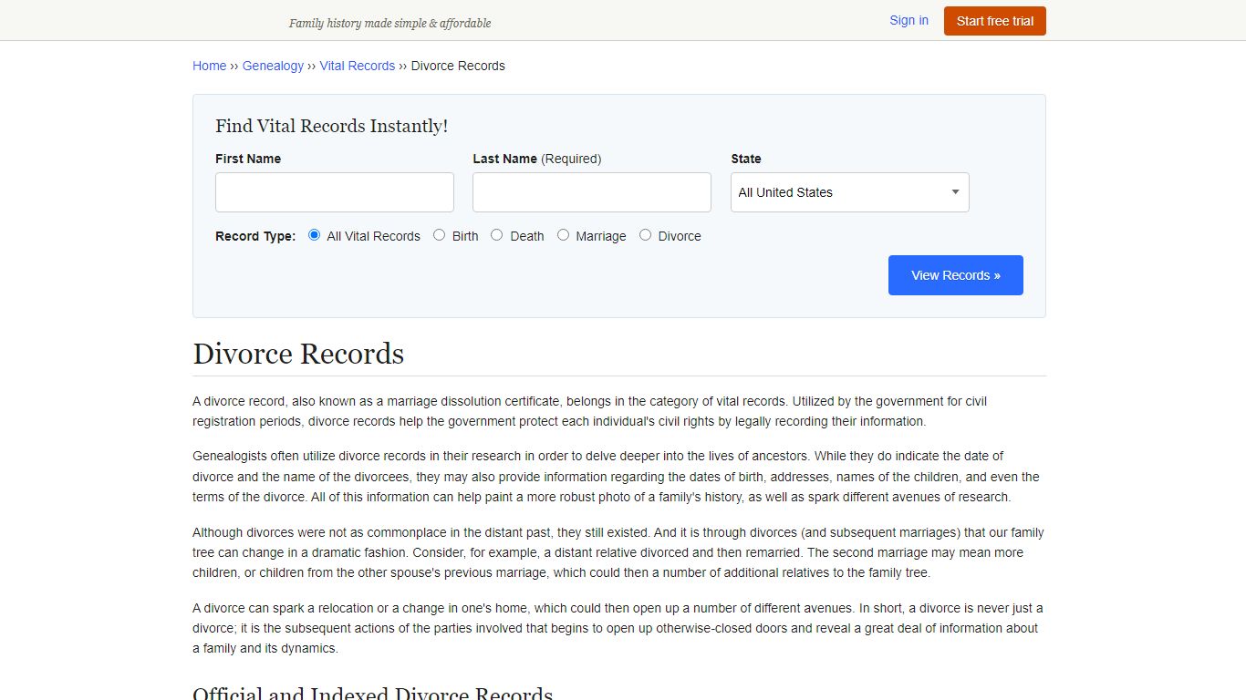 Divorce Records | Vital Record Searches - Archives.com