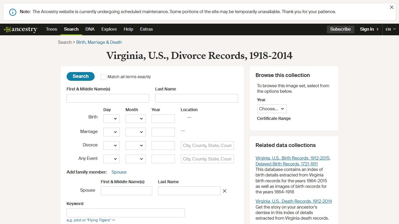 Virginia, U.S., Divorce Records, 1918-2014 - Ancestry.com
